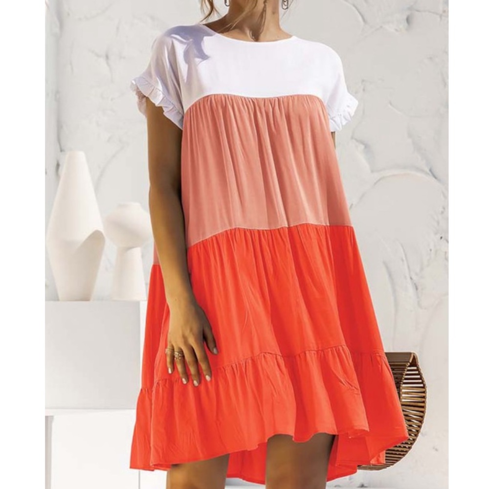 Boho spring summer ruffle trim mini dress - Picture 11 of 12